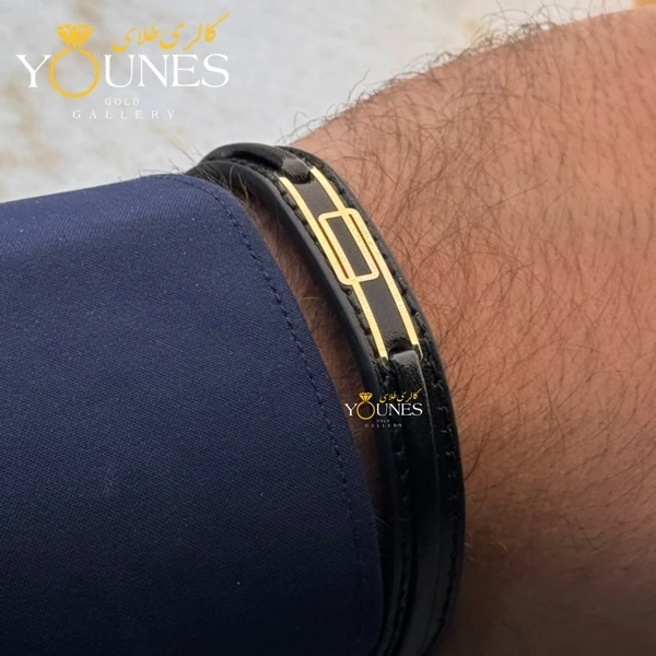 دستبند طلا چرم مردانهL115
